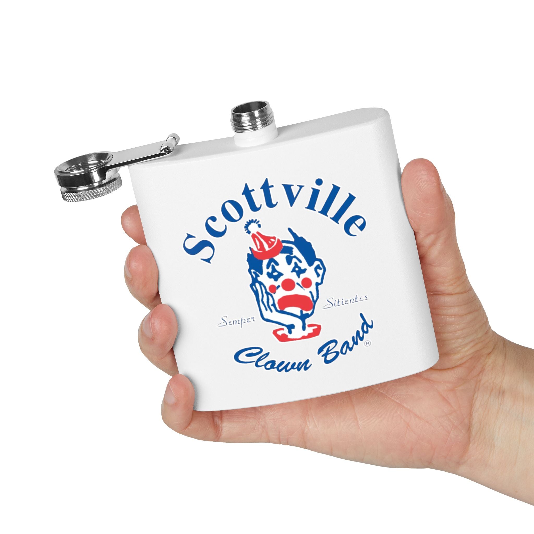 Scottville Clown Band Stainless Steel Flask, 6oz